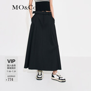 MO&Co.中高腰長款壓褶寬松A字半身裙傘裙(附腰帶)設(shè)計感裙子摩安珂 黑色-第2批 S 160
