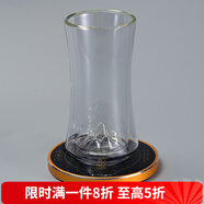 容山堂雙層隔熱水杯泡茶玻璃杯綠茶專用茶杯杯山巒大號辦公杯咖啡杯子 束腰雪山綠茶杯+雅金恒溫底座
