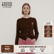 Teenie Weenie小熊針織開衫女春季軟糯舒適簡約休閑通勤針織毛衣外套女 棕色 XL (175)