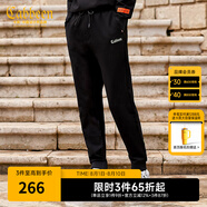 卡賓男裝針織褲春秋新款熒光LOGO松緊腰休閑印花青年F 黑色 L /175/50