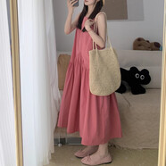 LMVXRM| 心動一夏 樹莓粉顯白少女感不規(guī)則背心裙中長款連衣裙圓領 樹莓粉 S