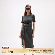 ONLY夏季時尚休閑長款開叉收腰顯瘦連衣裙女|124261004 S03 深花灰色 M