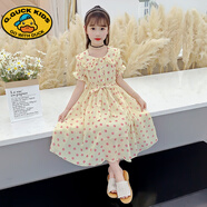 G.duck女童連衣裙2025新款6夏裝雪紡7碎花裙十歲女孩夏季洋氣8兒童裙子9 波點(diǎn)全黃色 150 【建議身高140cm左右】
