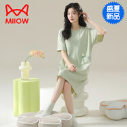 貓人（MiiOW）睡裙女士夏季純棉短袖中長款休閑大碼夏天家居服 FTL-Y8818 CM627 M 160推薦80-100斤穿