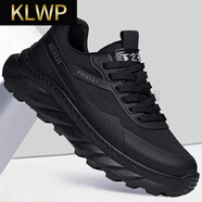 KLWP香港奢侈高檔品牌休閑鞋男夏季新款透氣百搭網(wǎng)面鞋男輕便跑步鞋男 黑色 41