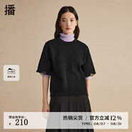 播圓領(lǐng)鏤空針織t恤女2024夏新款薄款短袖寬松小衫上衣DDR2SD5636 K40玄黑 玄黑 S