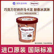 哈根達斯（Haagen-Dazs）巧克力甘納許馬卡龍冰淇淋 420ml 大桶家庭裝冰激凌