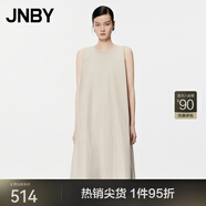 JNBY/江南布衣春夏連衣裙棉府綢浪漫氣質(zhì)褶皺A型無(wú)袖小黑裙5O6G13240 261/灰卡其 M