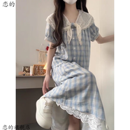 戀的連衣裙夏季2025新款法式長裙學生少女小個子高中初中女生夏天裙子 上衣+半身裙一套 均碼 (可備注碼數(shù))