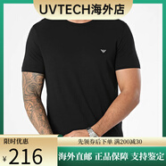 阿瑪尼（Emporio Armani）EA 男士時(shí)尚鷹標修身純棉短袖T恤 黑色 S