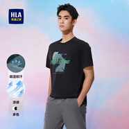 海瀾之家（HLA）短袖T恤男士25新涼感印花山不在高短袖體恤衫男夏季休閑上衣夏裝 黑色花紋N7 L 175/92A 推薦137~150斤