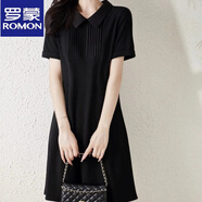 羅蒙（ROMON）POLO黑色法式連衣裙25新款新款女夏顯瘦氣質感別致獨特小裙子 XL 建議(120-135斤) 均碼 黑色連衣裙 高品質版送退貨