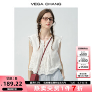 VEGA CHANG襯衫女2025年新款夏季飛飛袖松弛感鏤空系帶甜美度假風(fēng)無袖小衫女 貝殼白（襯衫） M