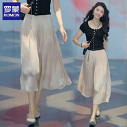 羅蒙（ROMON）高級感流沙金半身裙女2025夏季垂感顯瘦仙女紗裙遮垮飄逸a字裙薄 香檳色 XL (建議115斤-130斤)