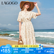 lagogo氣質(zhì)收腰雪紡連衣裙女拉谷谷夏季新款茶歇碎花裙長款裙子 混色(Y0) XL