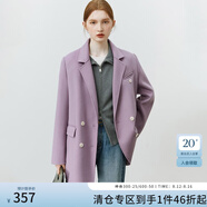 范思藍恩22FS4092新款西裝式雙面呢大衣秋冬保暖短外套 紫色 M