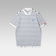 LEE KIDS夏季新款親膚柔軟珠地短袖POLO衫男AGAHO設(shè)計(jì)師撞色繡花T恤男 GDT2Y029A漂白條紋 M 170/88A(48)
