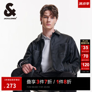 杰克·瓊斯（JACK&JONES）男裝春秋寬松皮衣舒適簡(jiǎn)約時(shí)尚純色潮流休閑外套短款上衣PU夾克男 E40 黑色 XL 185