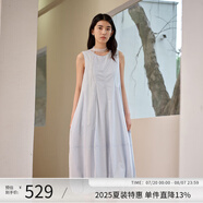 阿依蓮【商場同款】設計感無袖連衣裙女夏季2025新款氣質(zhì)蓬蓬花苞裙長裙 海巖藍 M
