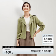 尚都比拉復(fù)古摩登翻領(lǐng)拉鏈鹿皮絨短外套女春秋休閑百搭?yuàn)A克 抹茶綠 XL 