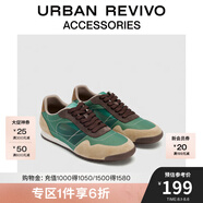 URBAN REVIVO2025春季新款男士拼接撞色圓頭運動鞋UAMS50008 綠色/土黃 43