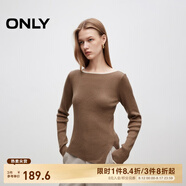 ONLY秋冬時(shí)尚撞色一字領(lǐng)開(kāi)叉修身毛衣針織衫女|124324013 E09 銅沙色 XS (155) 76A