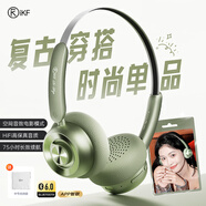 iKF R1 Pop頭戴式藍牙耳機無線耳麥電競游戲運動音樂空間音效藍牙6.0高顏值男女生適用于手機電腦平板 橄欖綠-潮流穿搭小頭戴 標配 支持APP拓展