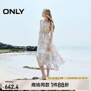 ONLY2025夏季新款浪漫飄逸紗裙A字無(wú)袖長(zhǎng)裙連衣裙女|125207040 H3H瑞秋印花藍(lán) XS