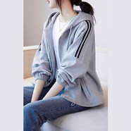 AEMAPE休閑2025寬松春秋連帽棒球服新款時(shí)尚運動(dòng)女裝顯瘦長(cháng)袖短外套女 灰色 L 建議111-123斤