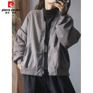 皮爾卡丹（pierre cardin）品牌專柜撤柜韓國加厚夾棉棉衣棒球領(lǐng)拉鏈棉服 灰色 M 【95-120斤】