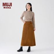 無印良品（MUJI）女式 木棉混 燈芯絨 A字裙 中長款半身裙子女款 美拉德 BE11CC3A 深棕色 S 155/62A