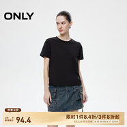 ONLY2025春季新款簡(jiǎn)約舒適基礎(chǔ)純色圓領(lǐng)正肩短袖T恤女|125101058 H1Z 黑色 XS (155) 76A
