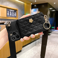 MARMOTER新款適用華為暢享70X手機殼mate70pro拉鏈零錢(qián)包暢玩50m斜挎背帶n 黑色菱格拉鏈零錢(qián)包 鏡頭全包 華為 Hi暢享80s