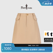 比音勒芬（Biemlfdlkk）【蠶絲羊毛面料】春夏女士短裙A字裙時尚百搭工裝風miu系短款褲裙 60卡其色 S
