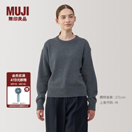 無印良品（MUJI）女式 美利奴羊毛可水洗中針距圓領(lǐng)毛衣女款秋冬針織衫BA1P4A4A 炭灰色 XL (165/92A)