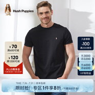 Hush Puppies暇步士男裝夏季男士純色圓領(lǐng)短袖T恤 黑色-097 M