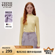 Teenie Weenie小熊女裝簡約簡約冬裝吸濕發(fā)熱抓絨半高領(lǐng)打底衫T恤 淺黃色 L (170)