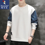 啄木鳥(niǎo) 官方品牌衛衣男長(cháng)袖T恤男士打底衫上衣春秋季新款秋裝秋衣圓領(lǐng)百 YPY6177白色 2XL (150斤-165斤)