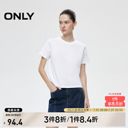 ONLY2025春季新款簡約舒適基礎(chǔ)純色圓領(lǐng)正肩短袖T恤女|125101058 A43 奶油白色 L (170) 88A