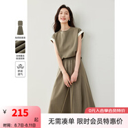 梵希蔓復古通勤套裝裙女2025年夏季新款寬松上衣半身裙休閑兩件套 M6999 軍綠色 M