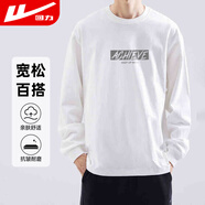 回力長袖t恤男春秋季純棉運動T恤圓領(lǐng)上衣休閑百搭印花打底衫男裝