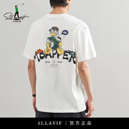 薩拉維夫（Sllavif）品牌運動T恤男夏季2025新款中青年寬松圓領白色休閑短t體恤 白色 L 120-140斤