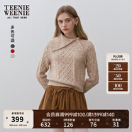 Teenie Weenie小熊女裝時(shí)尚簡(jiǎn)約毛衣冬季不對稱(chēng)翻領(lǐng)金扣斜開(kāi)襟上衣 卡其色 XL 175