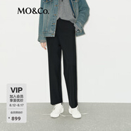 MO&Co.休閑褲含綿羊毛精紡利落高腰九分小直筒 黑色 S 160