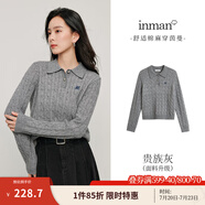 茵曼（INMAN）毛衣女POLO領(lǐng)2025春季套頭針織衫女裝新款通勤長袖毛衣上衣 貴族灰 M