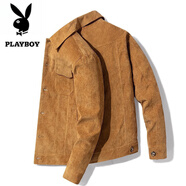 花花公子（PLAYBOY）夾克男外套男春秋款長(zhǎng)袖上衣中青年商務(wù)潮牌純色休閑服時(shí)尚百搭 棕色 常規(guī)款 L （120斤-135斤）