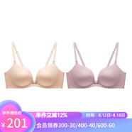 蘭卓麗文胸內衣女無(wú)鋼圈小胸聚攏顯大舒適減壓胸罩薄杯女士?jì)纫聼o(wú)痕文胸 膚+粉紫 75B 中薄杯