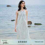 亦谷小眾設(shè)計感無袖連衣裙女2025夏季新款今年流行爆款的薄紗裙子 扎染藍(lán) L