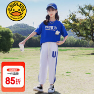 G.DUCKKIDS小黃鴨童裝女童夏裝套裝夏季2024兒童衣服女孩洋氣字母運動兩件套 1988 藍色 120 建議5~6歲【110-120cm】