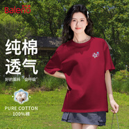班尼路（Baleno）純棉T恤女夏季2025新款設計感寬松圓領(lǐng)短袖女款時(shí)尚百搭體恤上衣